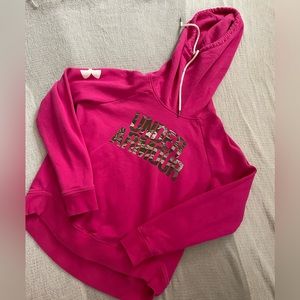 Pink under armour funnel neck hoodie